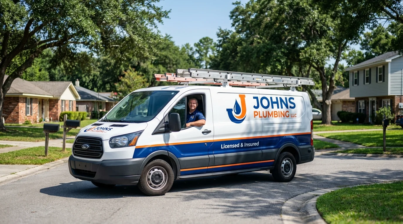 Johns Plumbing LLC service van in Daphne, AL